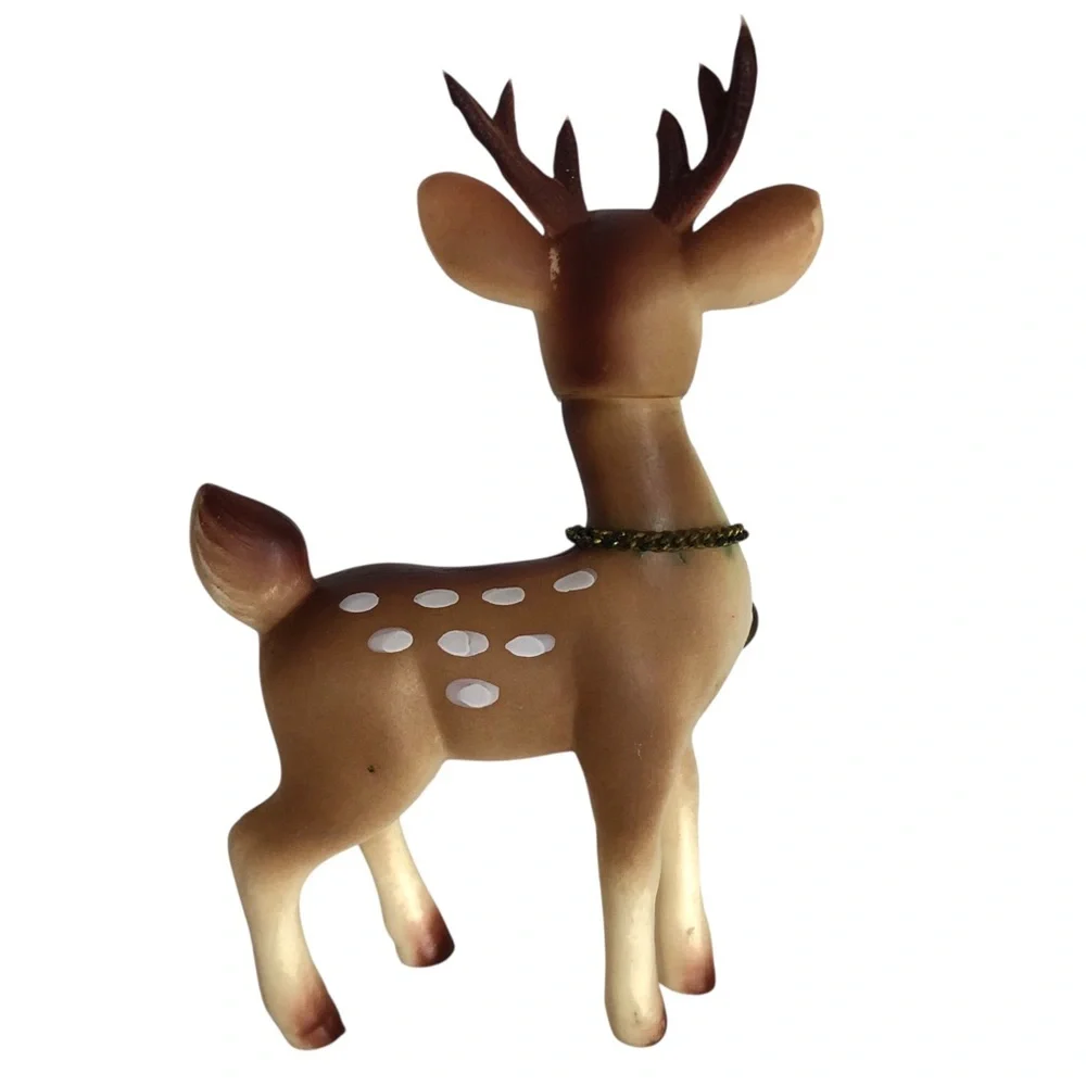VINTAGE 60s Lot of 3 Rubber Christmas Deer Reindeer Japan MCM Holiday *Flawed*
